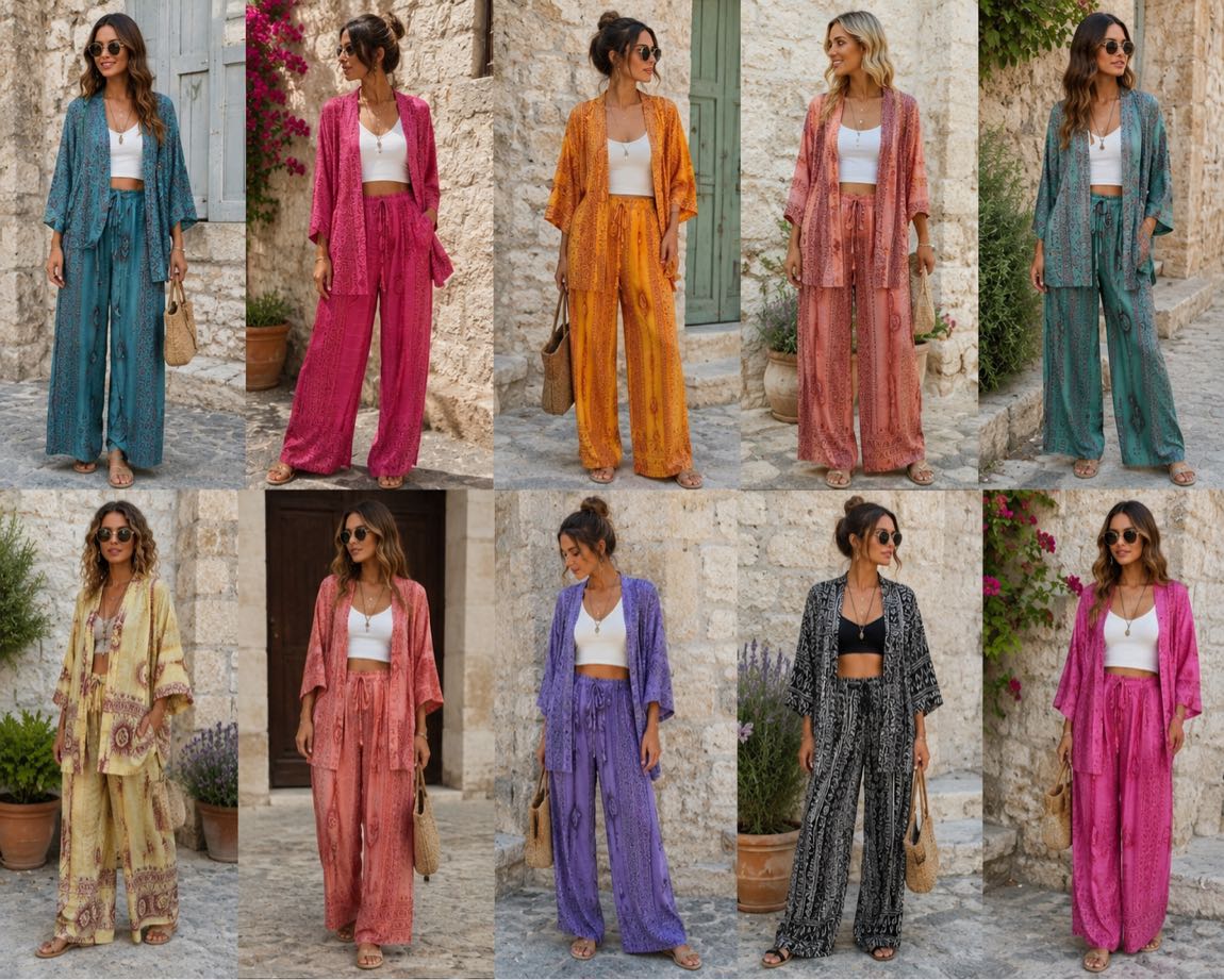Hindistan om desen kimono pantolon — görsel 7/8