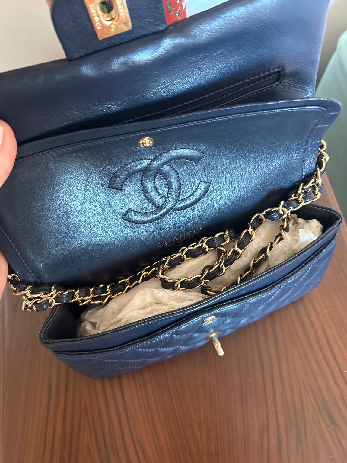 Chanel lacivert Deri Kapitone Çanta — görsel 5/6
