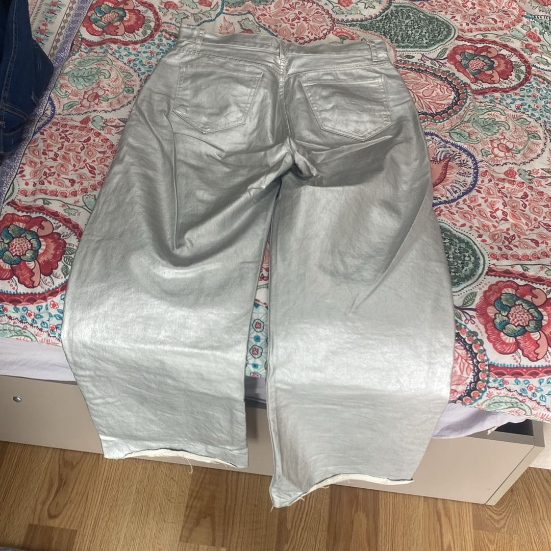 Gümüş Geniş Paça Jean Pantolon — görsel 2/2