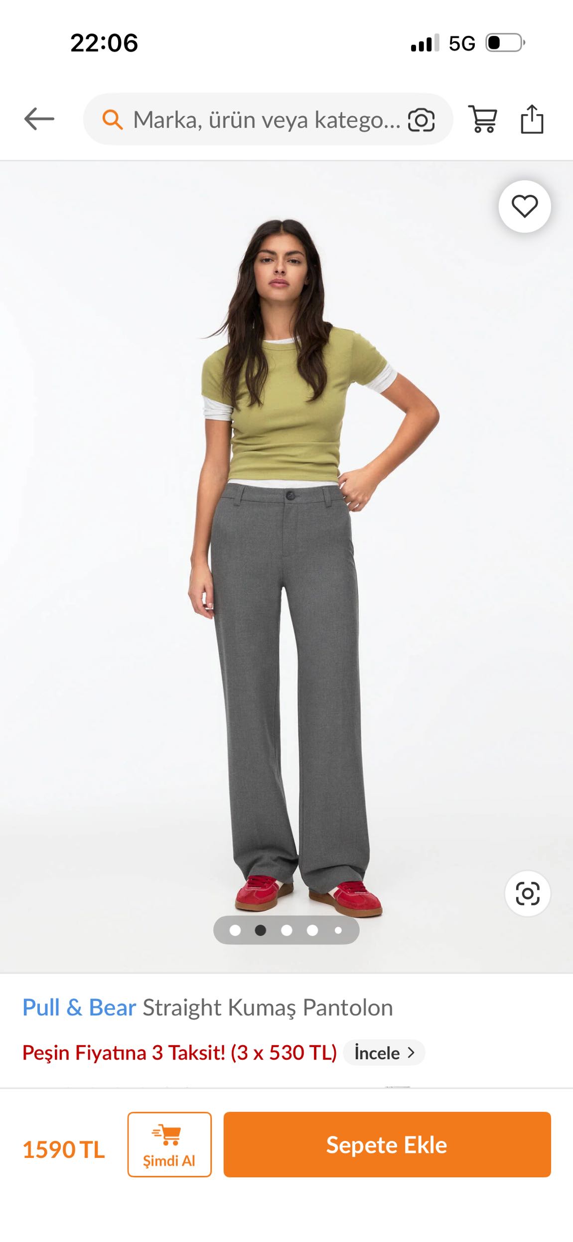 Pull & Bear Gri Kumaş Pantolon — görsel 2/8