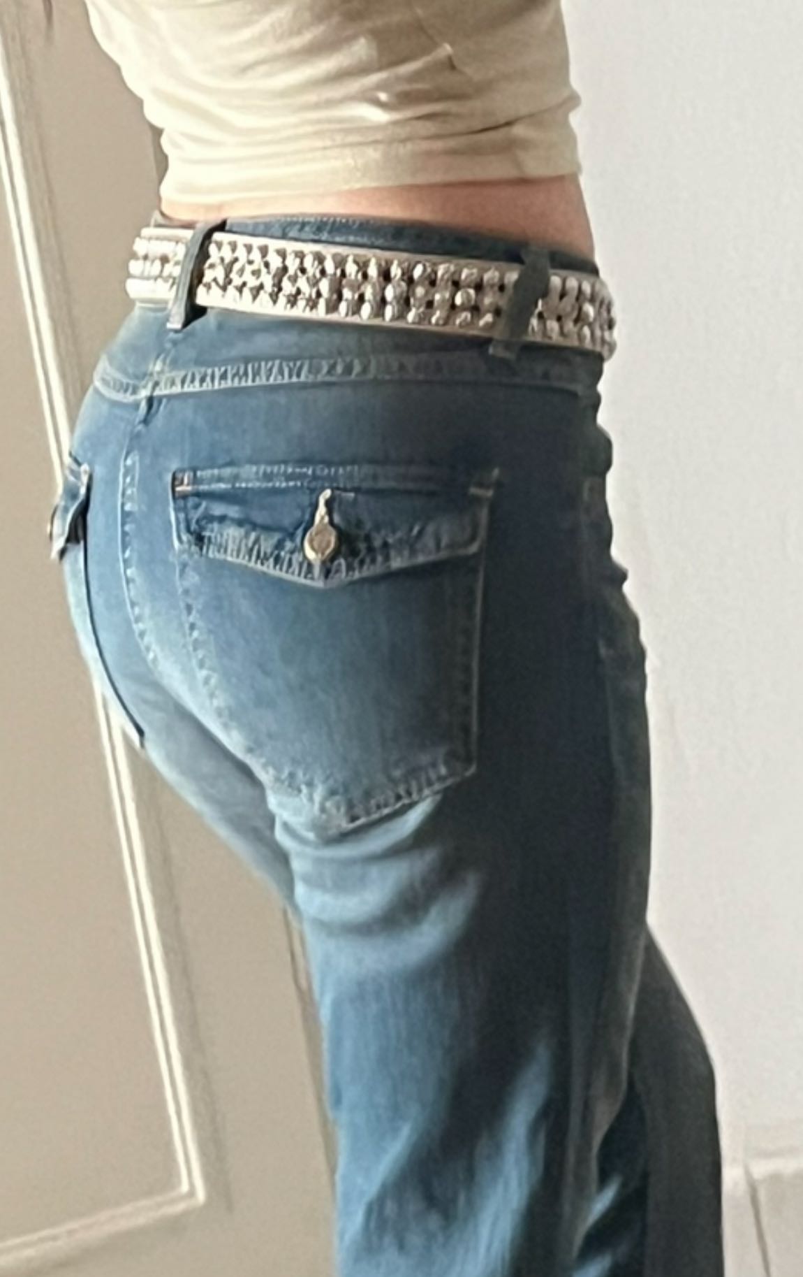 Kot Beli Düşük İspanyol Paça Jean Y2K — görsel 6/7