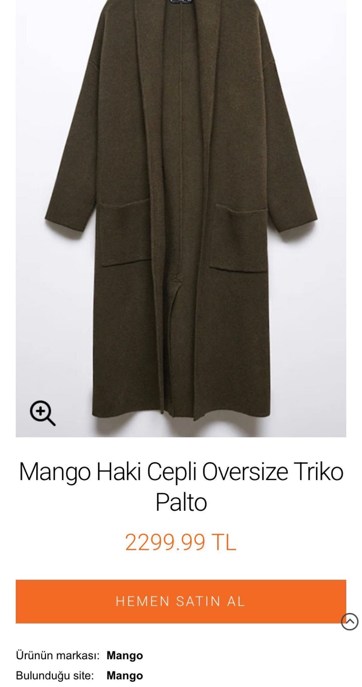 Mango Haki Uzun Triko Palto — görsel 3/8
