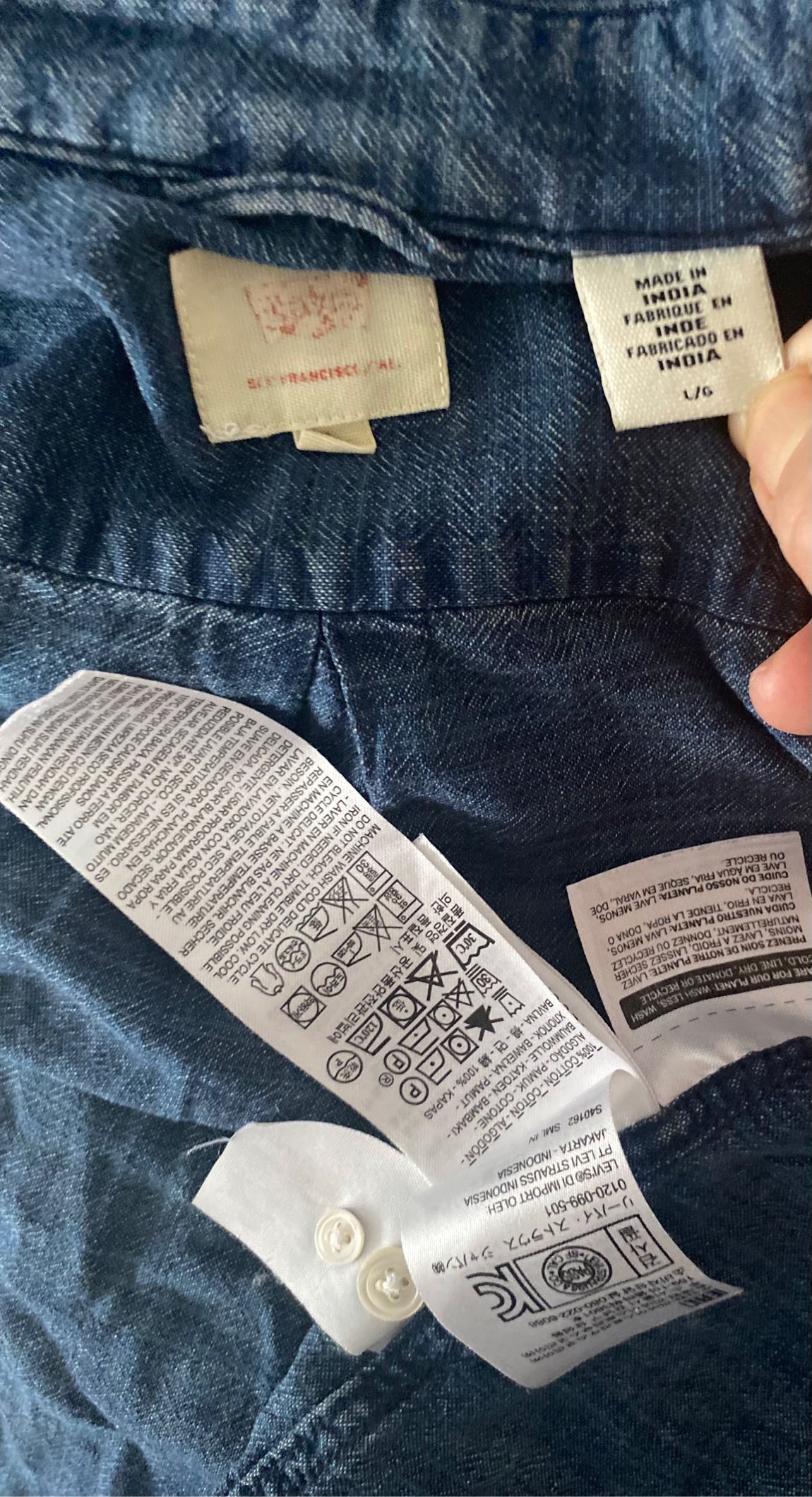Mavi Levis l beden erkek Kot Gömlek — görsel 4/4