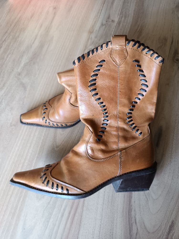 Vintage İtalyan %100 Deri kovboy bot — görsel 2/7