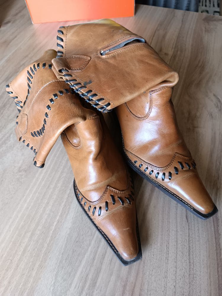 Vintage İtalyan %100 Deri kovboy bot — görsel 3/7