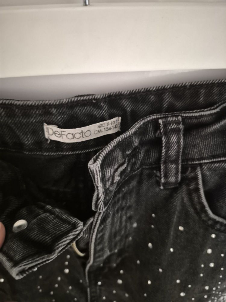 kız çocuk Siyah Taşlı Jean Pantolon — görsel 7/8