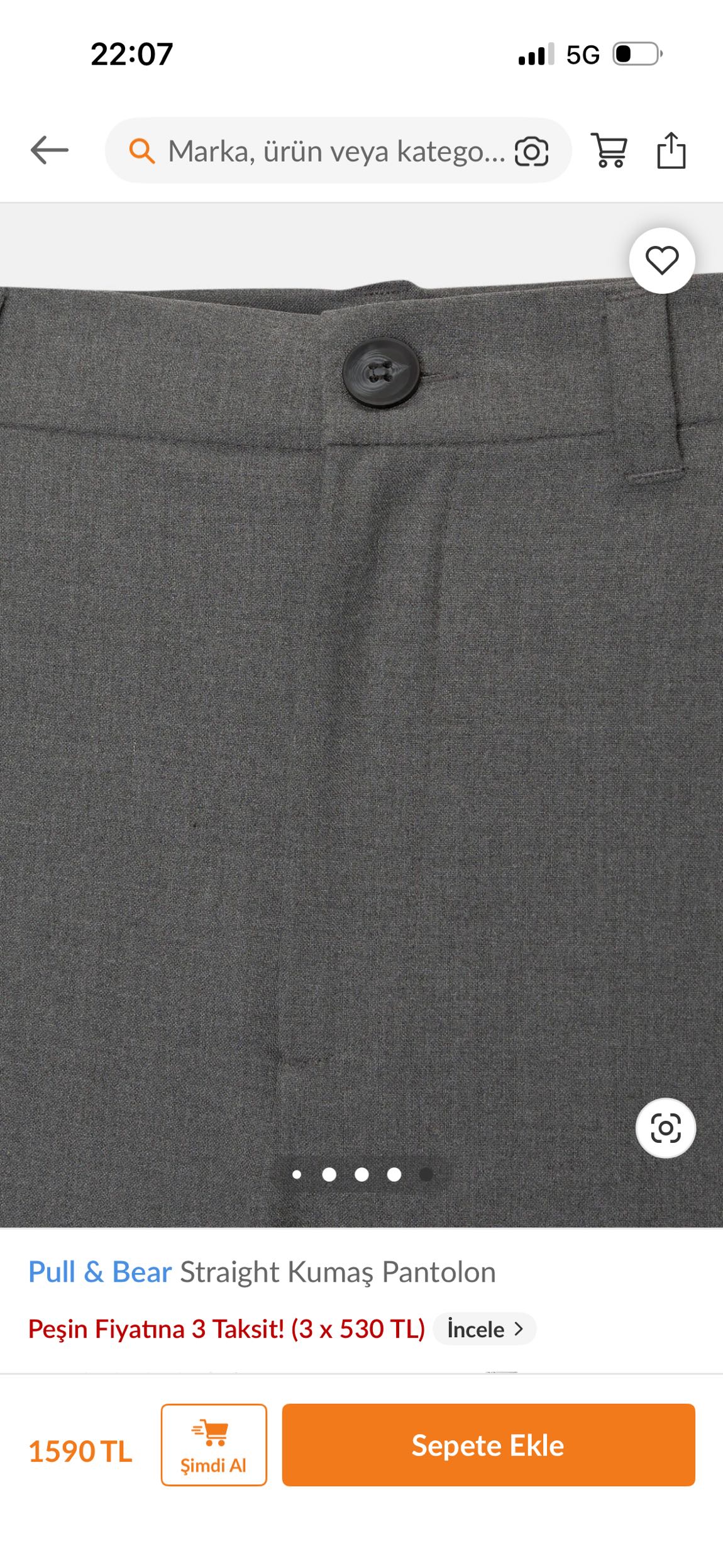 Pull & Bear Gri Kumaş Pantolon — görsel 7/8