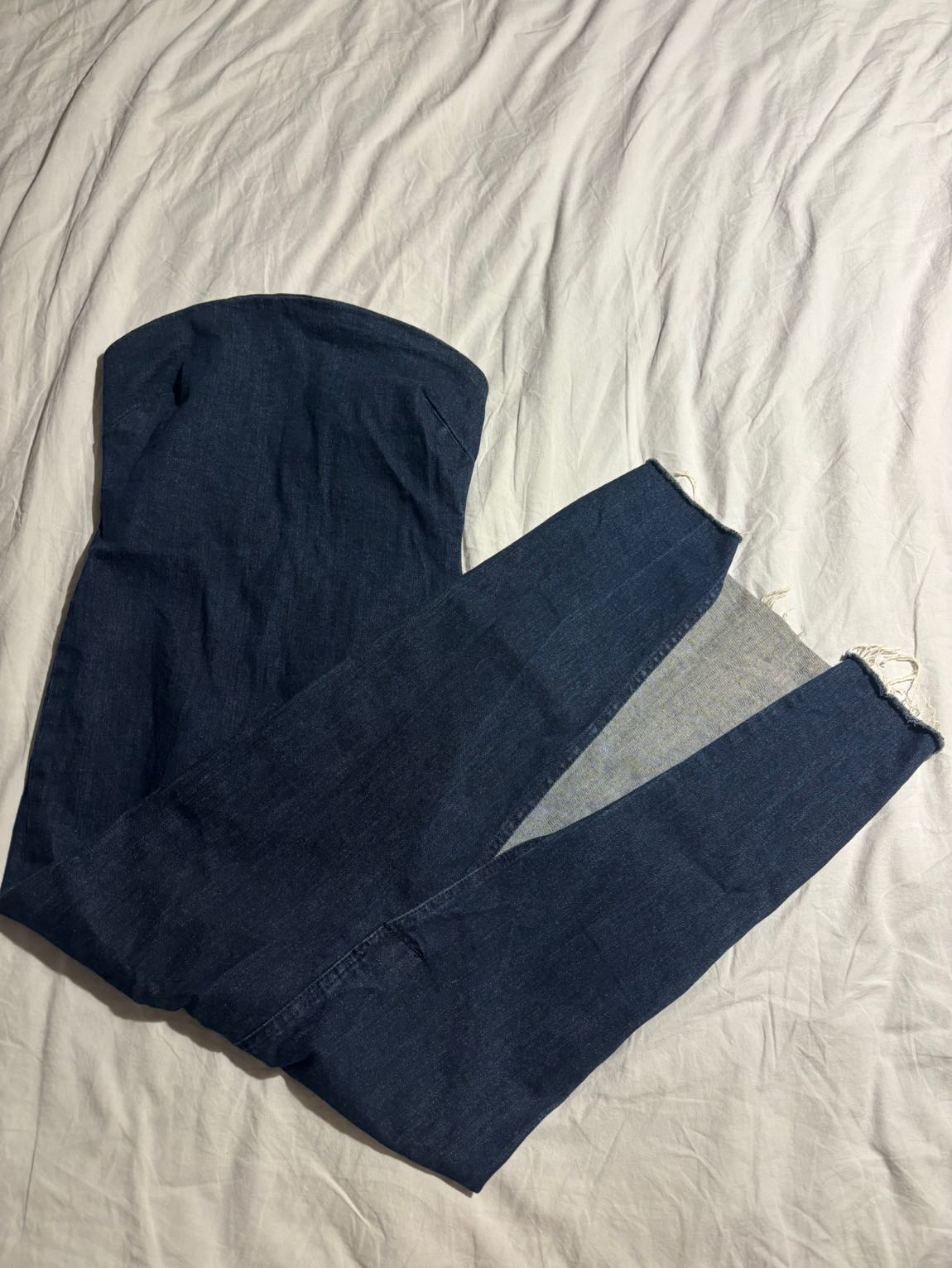 Zara straplez denim kalem elbise. — görsel 2/4