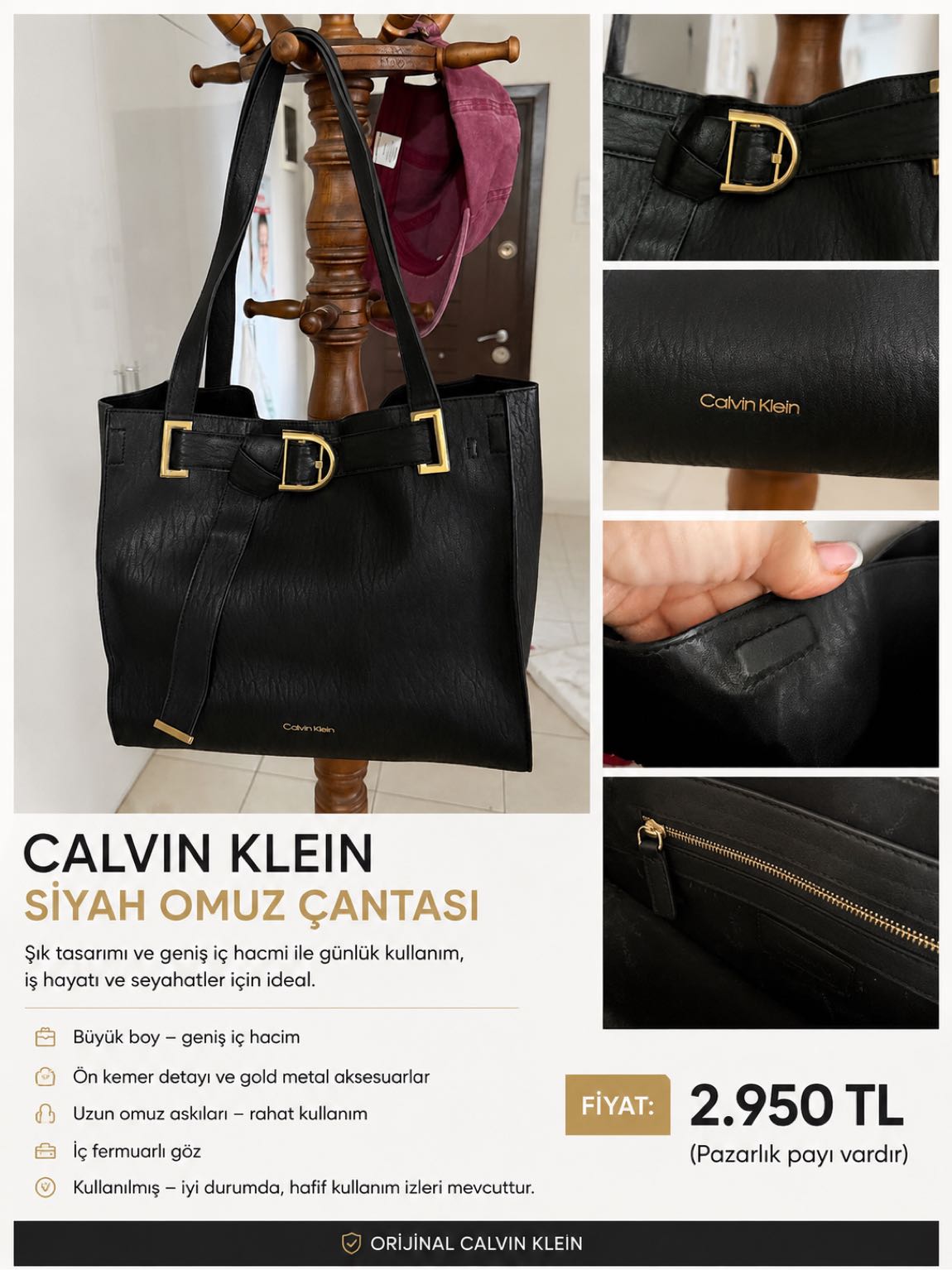 Calvin Klein siyah omuz çantası — görsel 2/4