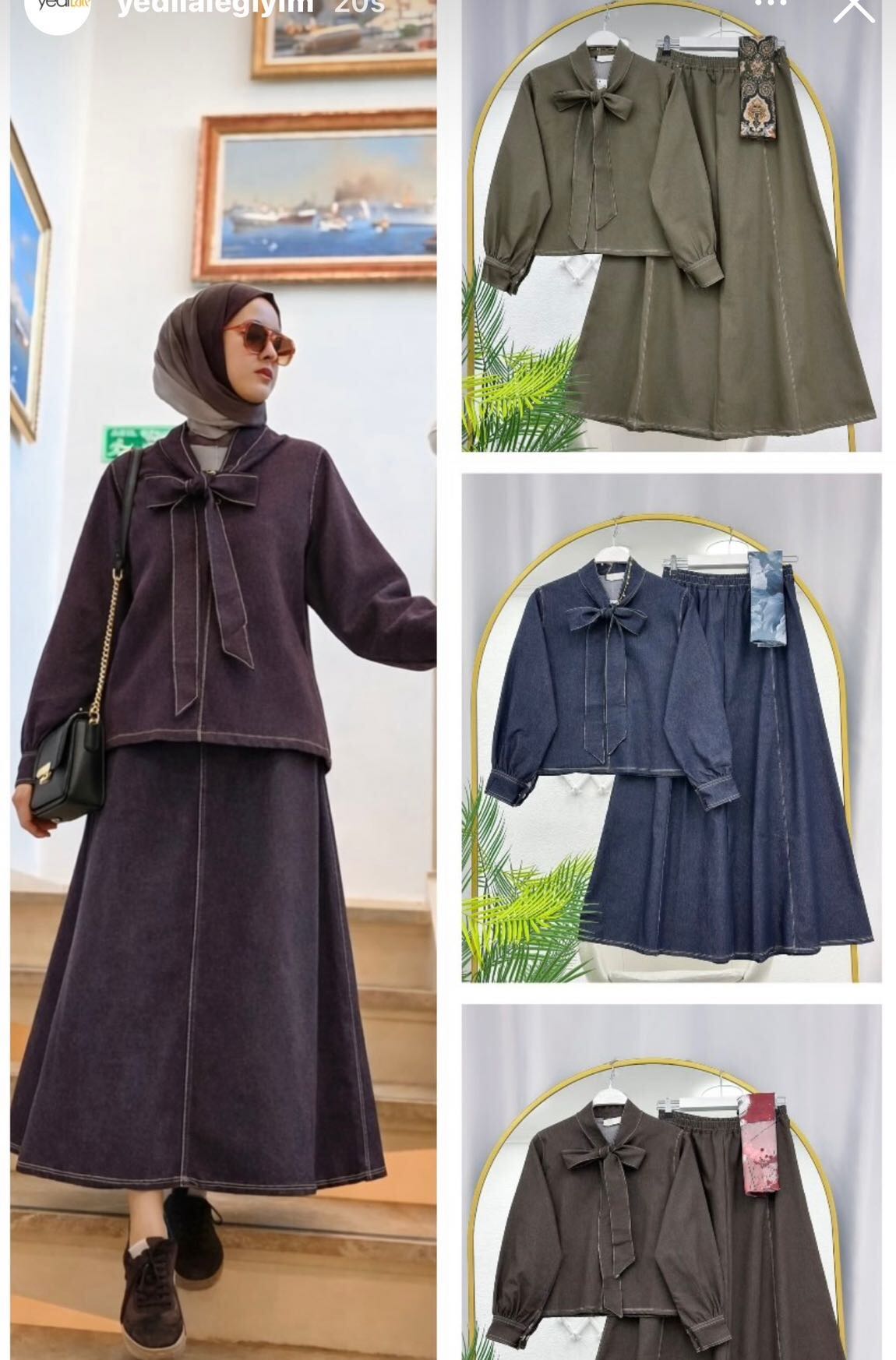 Kot Denim kadın ikili takım etek gömlek — görsel 3/8
