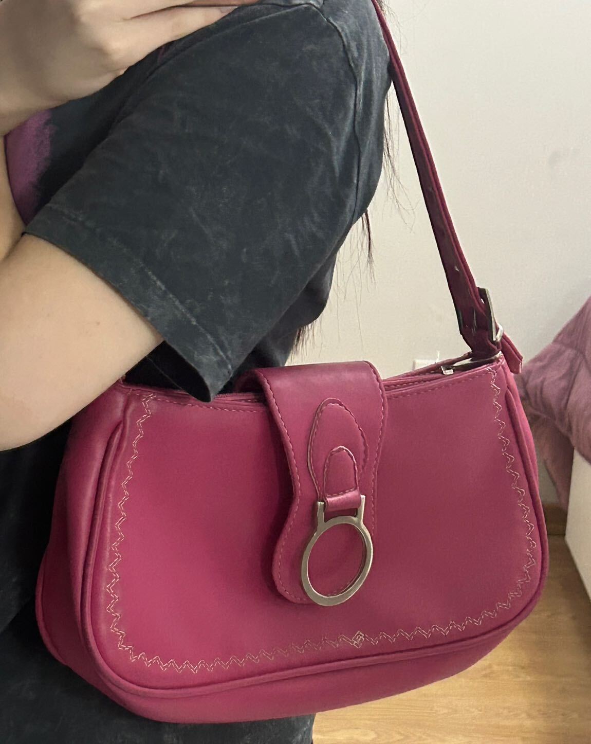 Vintage Pembe Omuz Çantası — görsel 6/7