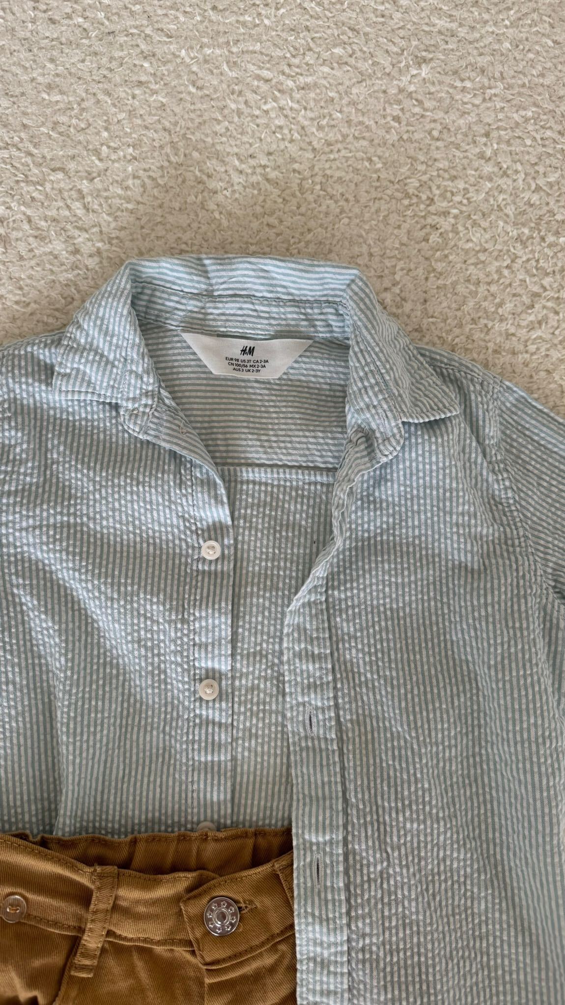 H&M Çizgili Gömlek ve Kahverengi Pantolo — görsel 2/4