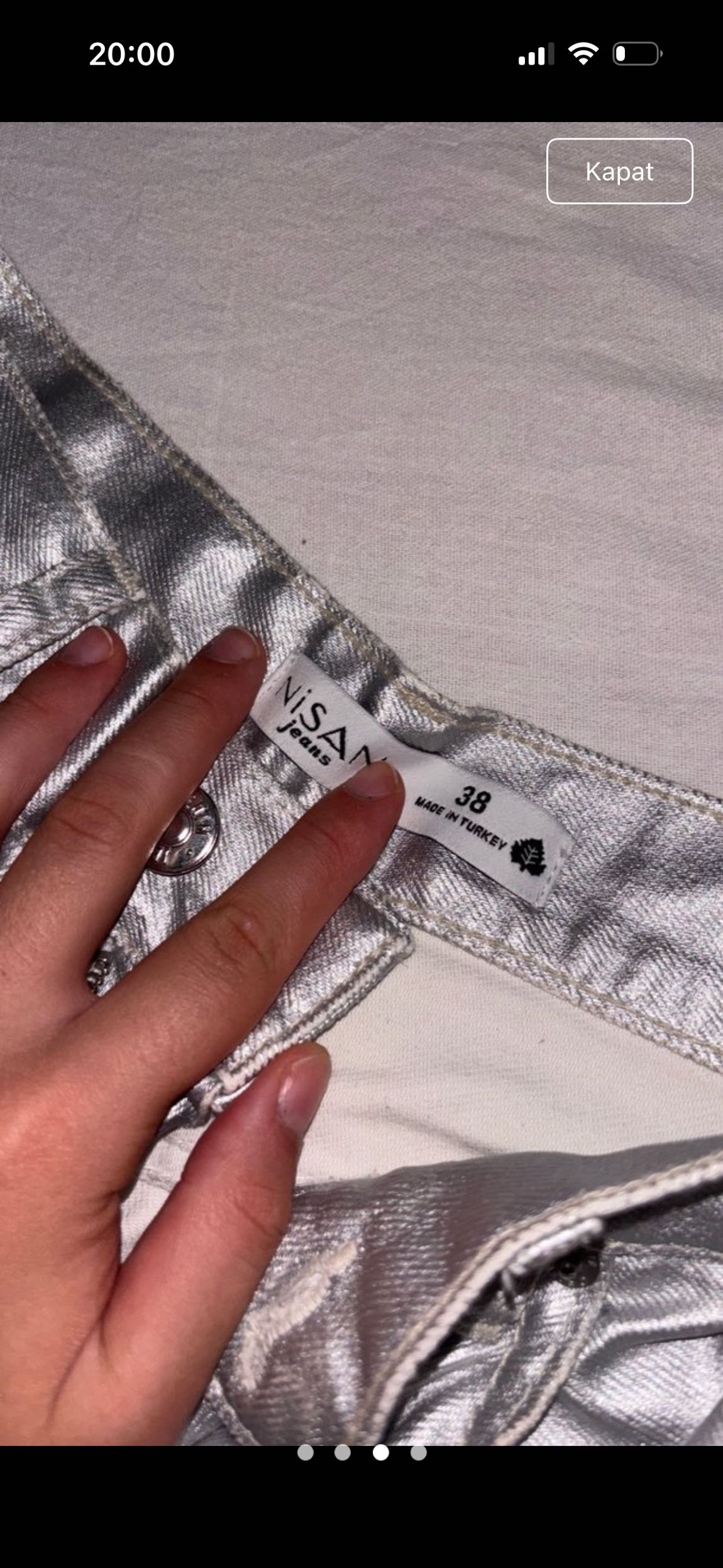 Metalik Gümüş Jeans Pantolon — görsel 2/3