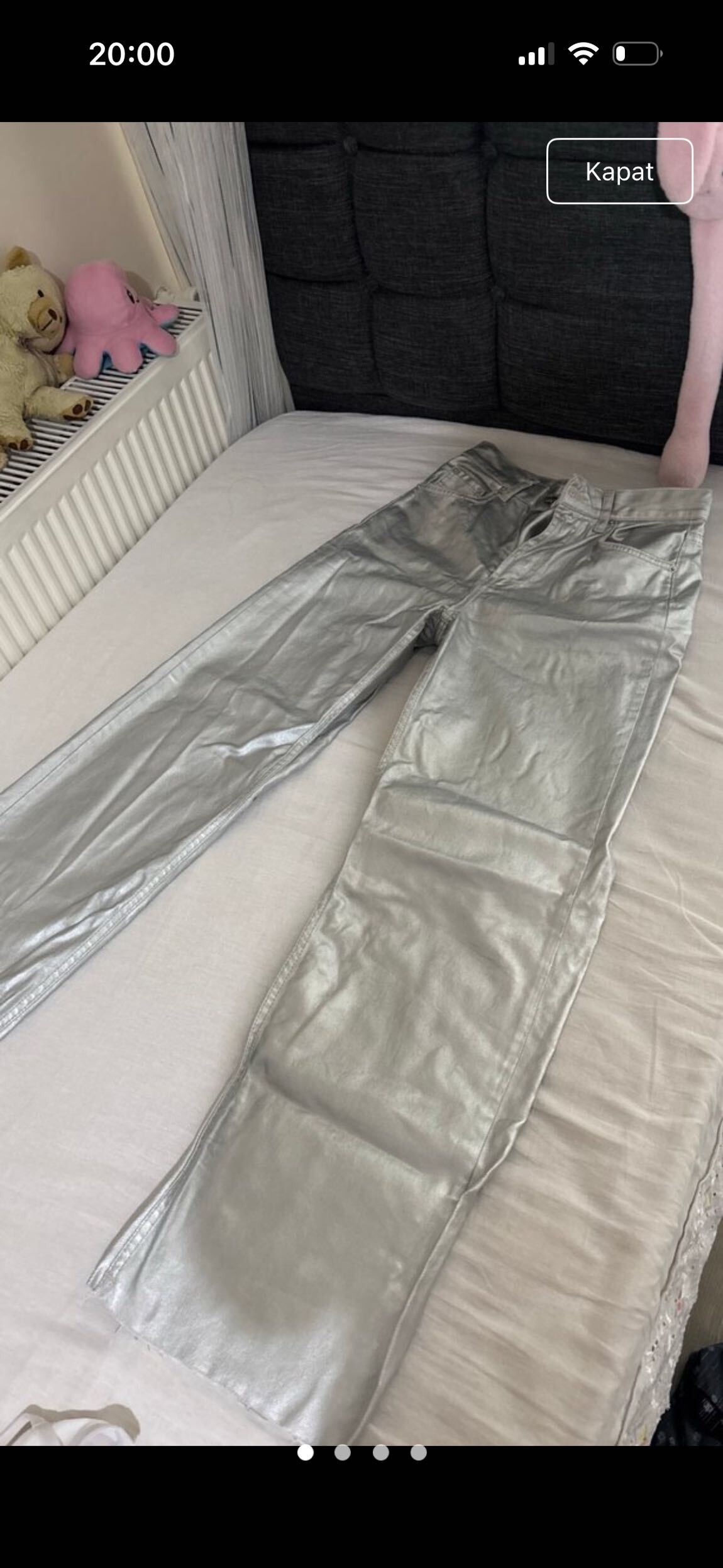 Metalik Gümüş Jeans Pantolon — görsel 3/3