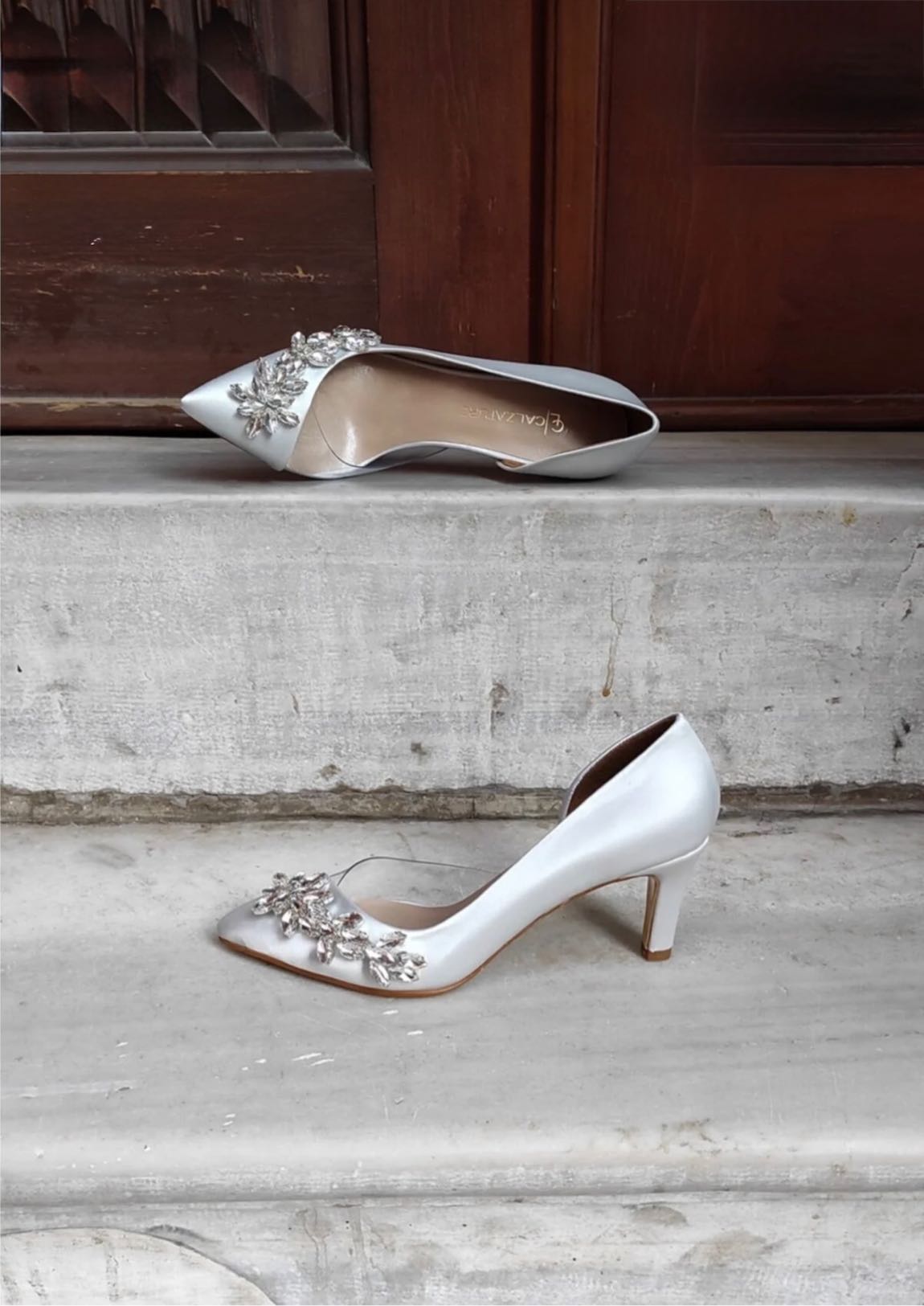 Gümüş Saten Aksesuarlı Stiletto Ayakkabı — görsel 7/12