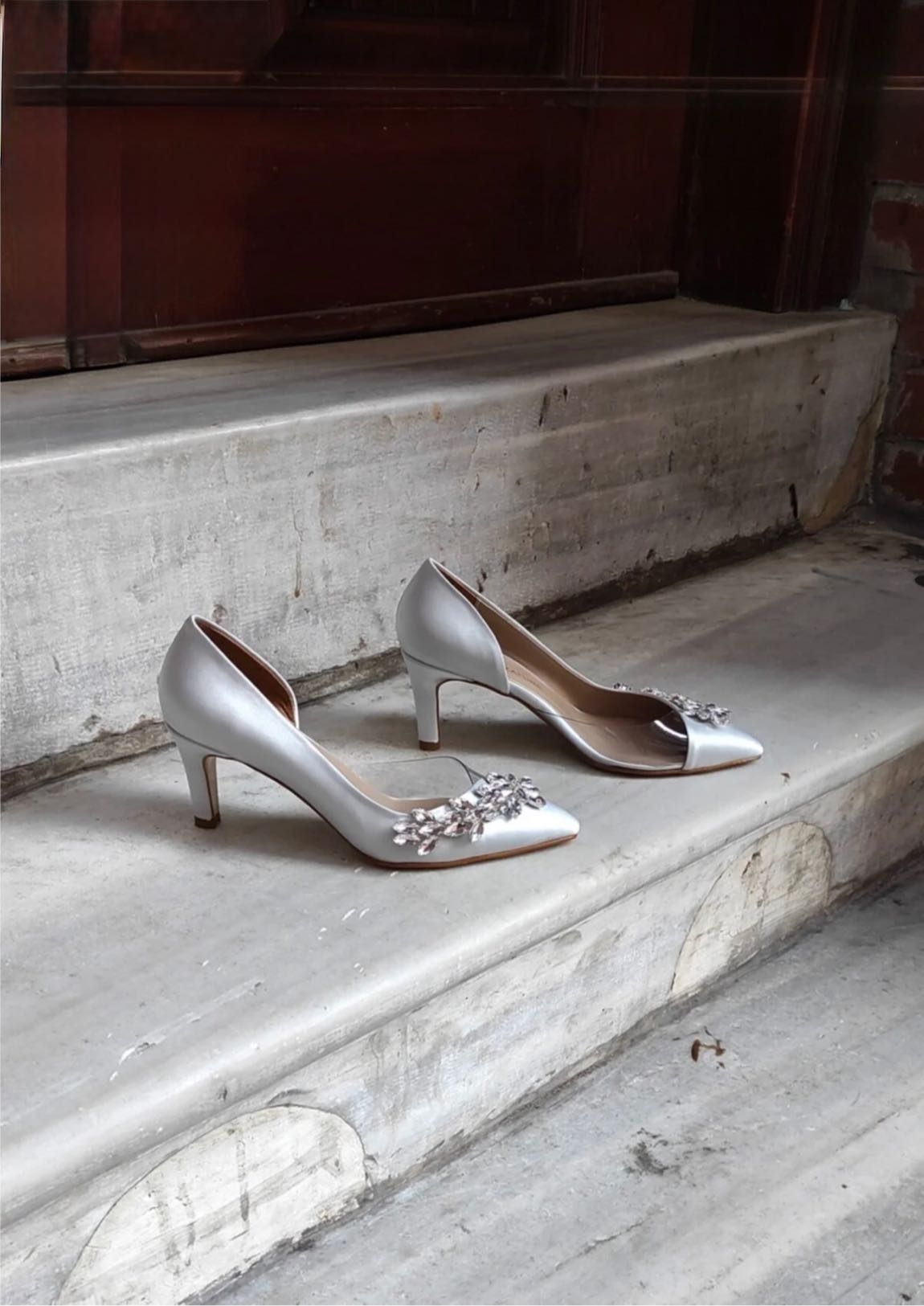 Gümüş Saten Aksesuarlı Stiletto Ayakkabı — görsel 8/12