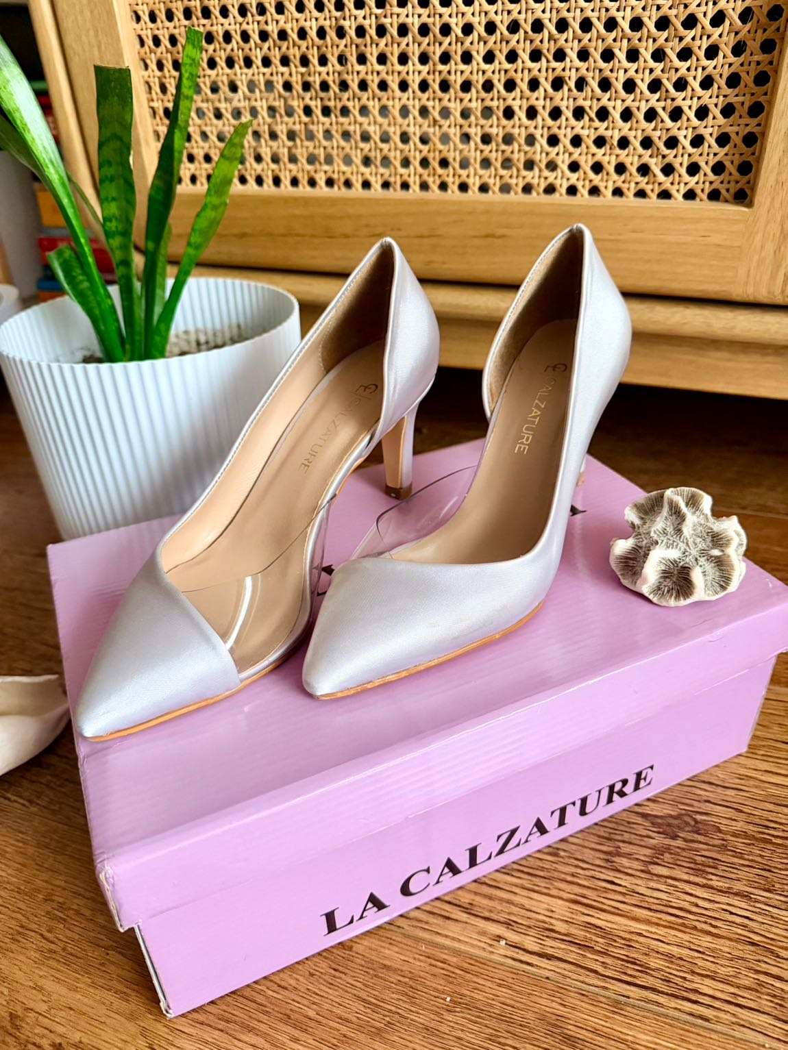 Gümüş Saten Aksesuarlı Stiletto Ayakkabı — görsel 10/12