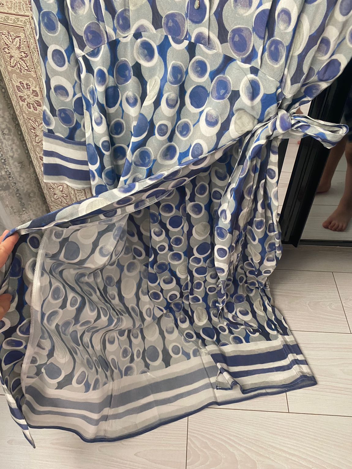 Mavi Desenli Midi Elbise — görsel 7/10
