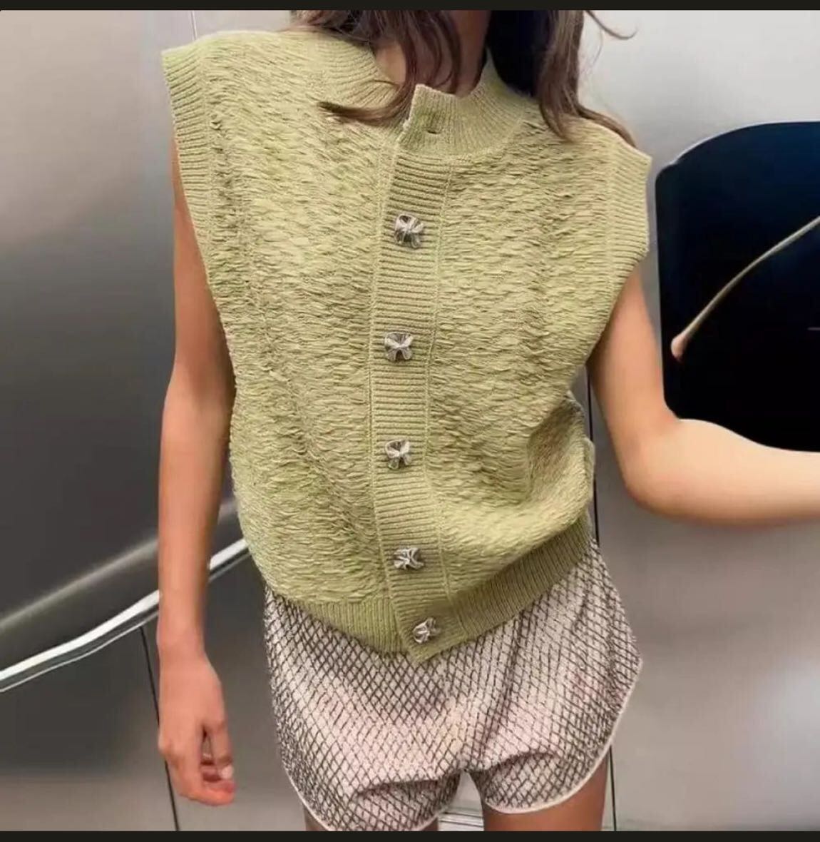 Zara Yeşil Örgü Yelek — görsel 3/9