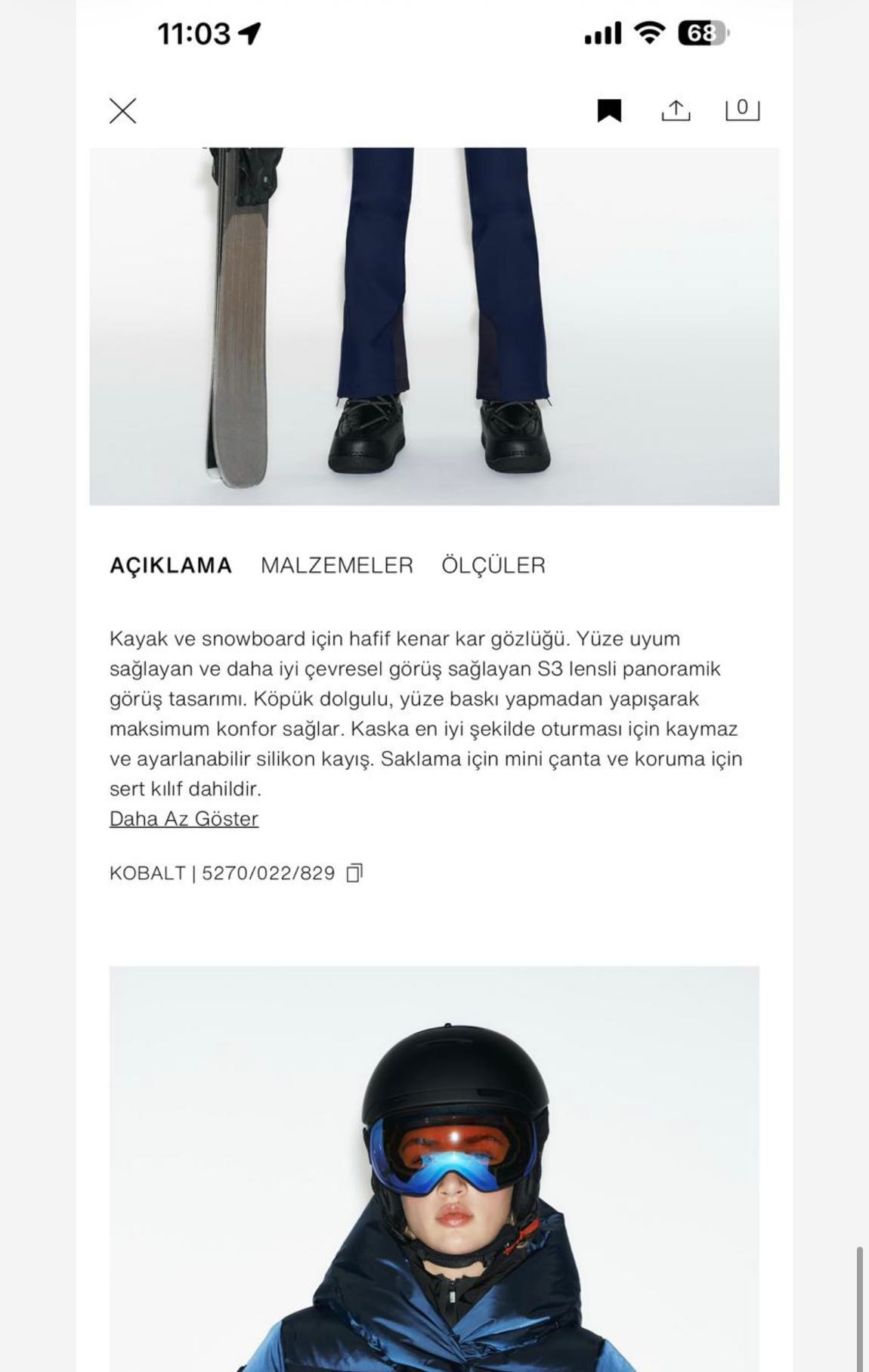 Zara S3 Filtreli Kayak Gözlüğü — görsel 4/9