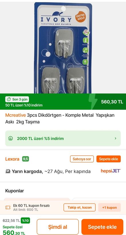 3lü Metal Yapışkanlı Yuvarlak Askı Seti