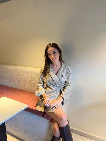 Bej deri Blazer Elbise