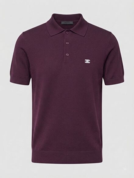 CELINE Mor İthal Triko Polo Yaka T-shirt
