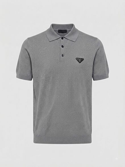 Prada Milano Gri Triko Polo Yaka
