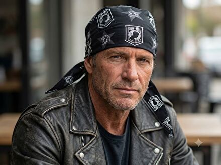 POW-MIA Biker Desenli Siyah Bandana