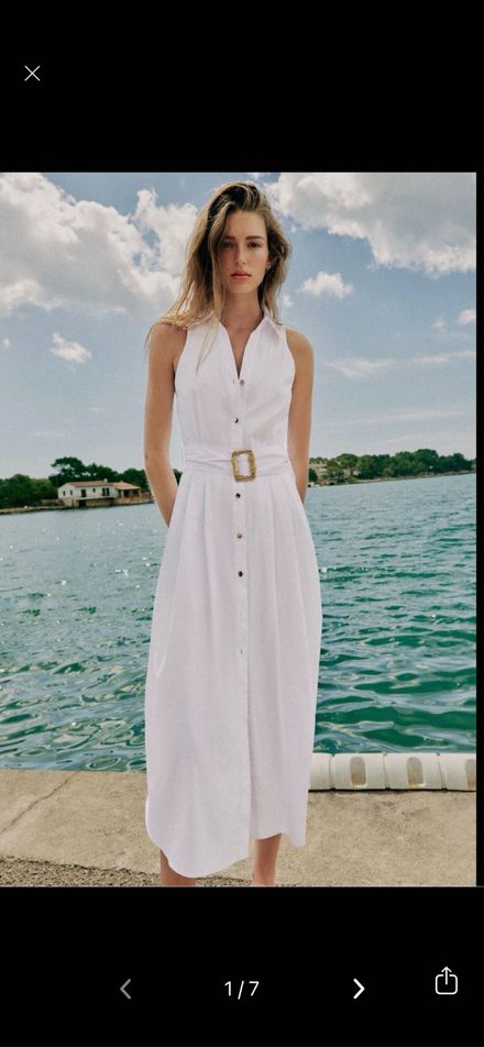 Zara kemerli midi elbise