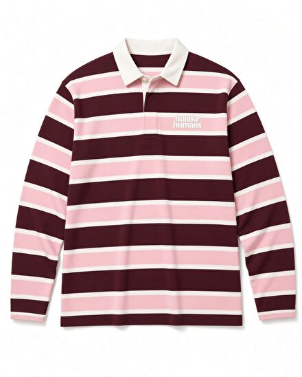 Unisex Çizgili Polo Yaka kollu tshirt