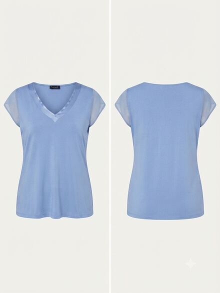 Mavi V Yaka T-Shirt