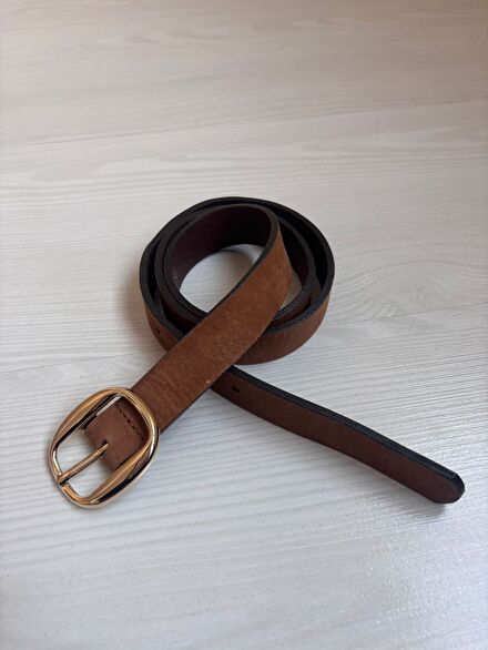 Massimo Dutti Kahverengi Deri Kemer