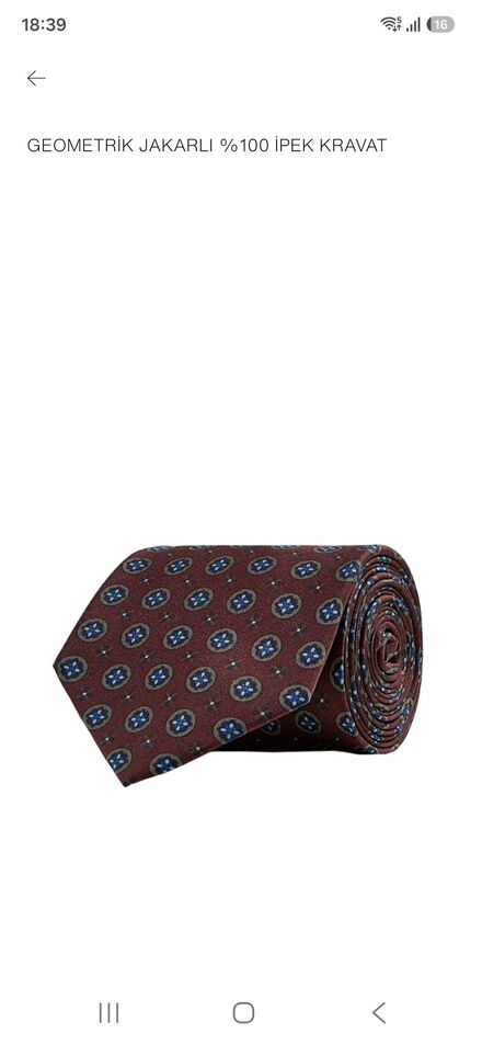 Zara Geometrik Desenli %100 İpek Kravat