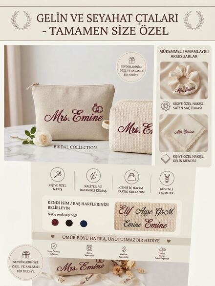 Kişiye Özel İşlemeli Bridal SeyahatÇanta