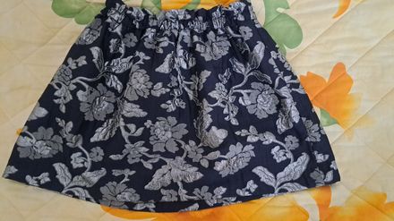 Zara Koyu Lacivert -M- Desenli Mini Etek