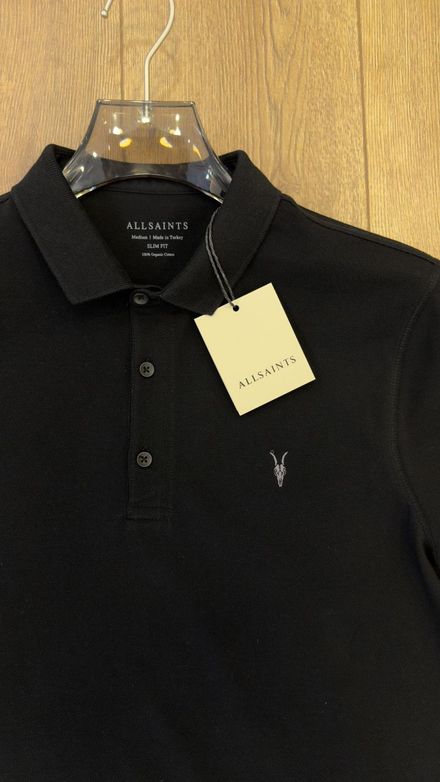 All Saints Siyah Polo Yaka Tişört