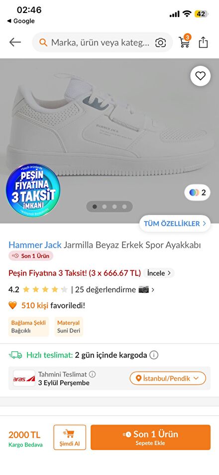 Hammer Jack Beyaz Erkek Spor Ayakkabı