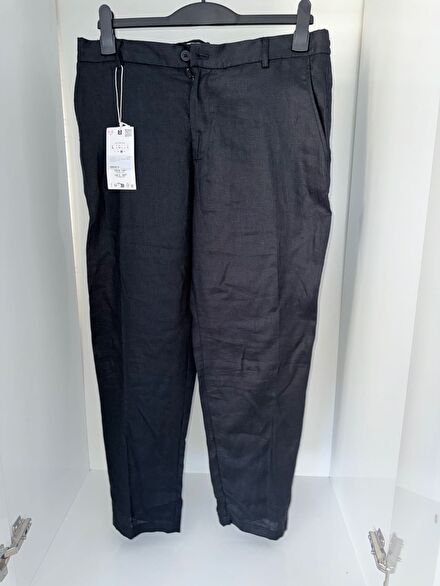 Siyah Keten Pantolon