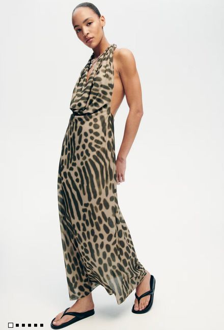 Leopar Desenli Uzun Elbise