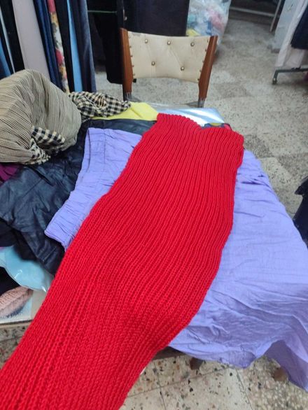 Kırmızı Triko atkı el örgüsü