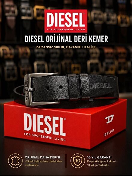 Diesel Siyah Deri Kemer