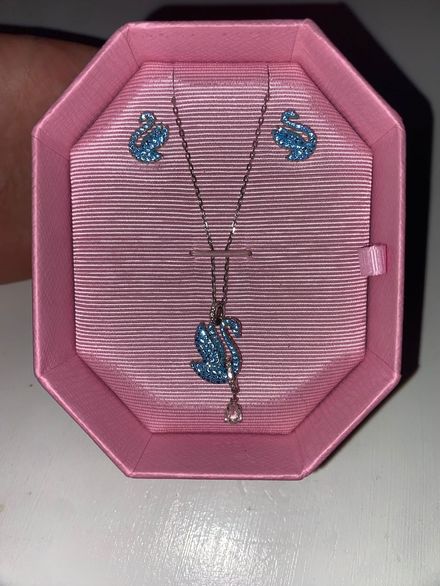 Swarovski Kuğu Kolye ve Küpe Seti