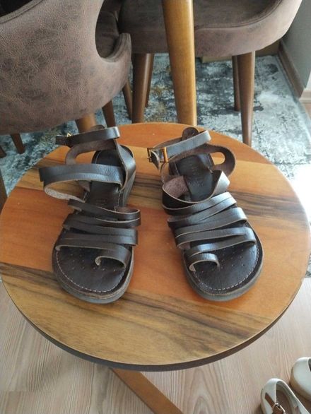 Kadın Kahverengi deri Sandalet