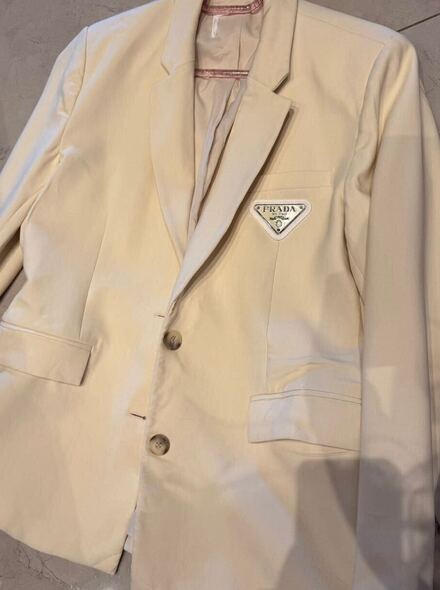 Prada Krem rengi oversize Blazer Ceket