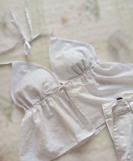 bağlamalı beyaz bluz coquette lolita