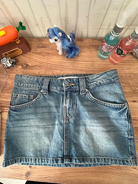 Bersha mini denim mavi kot etek