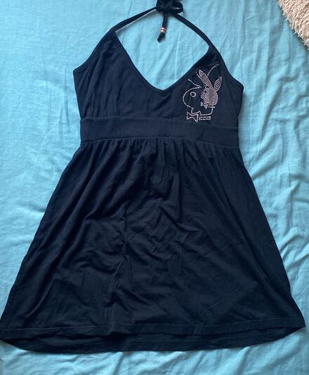 Playboy Y2K Siyah Mini Elbise