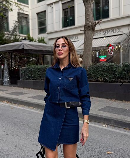 Prada Denim gömlek & Etek Seti