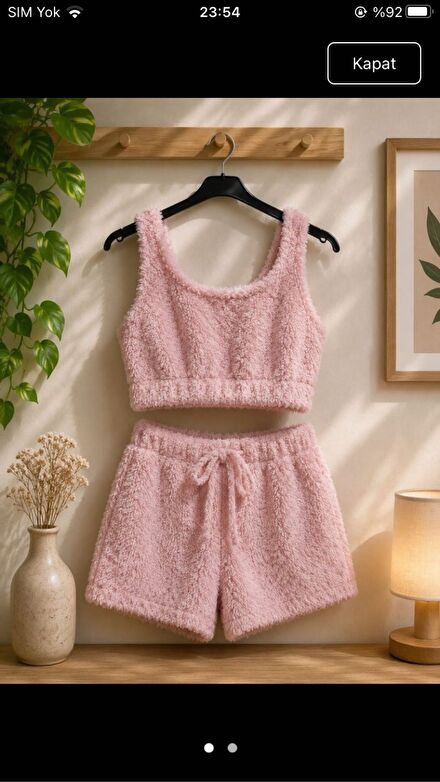 Pembe Peluş Pijama Takımı
